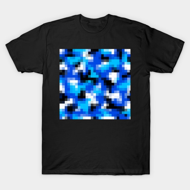 Pixelated Marine Blue Camouflage Design T-Shirt by DankFutura